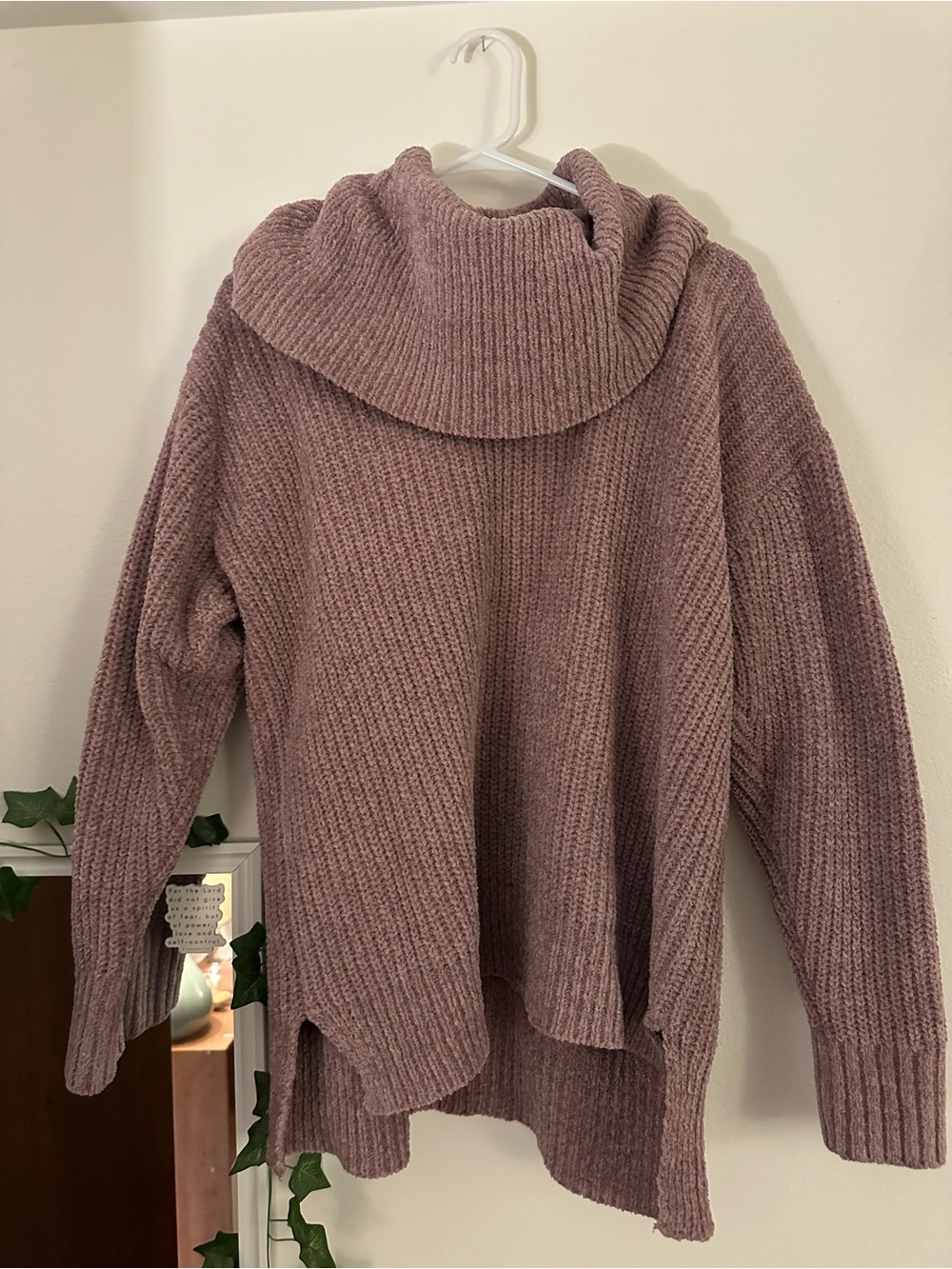 Joe Fresh Dusty Mauve Ribbed Cowl Neck Sweater